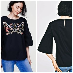 LOFT Parrot Jungle Bell sleeve top